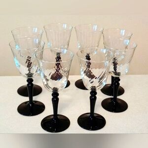 Vtg Cristal d'Arques Durand Onyx 8 Pc Stemware Set.